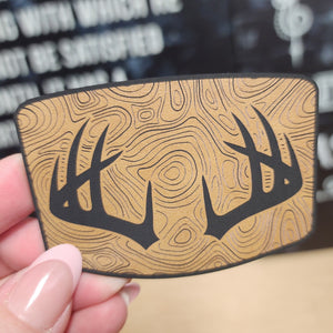 Nature's Terrain with Antlers Engraved Leatherette Hat Patch - MR01