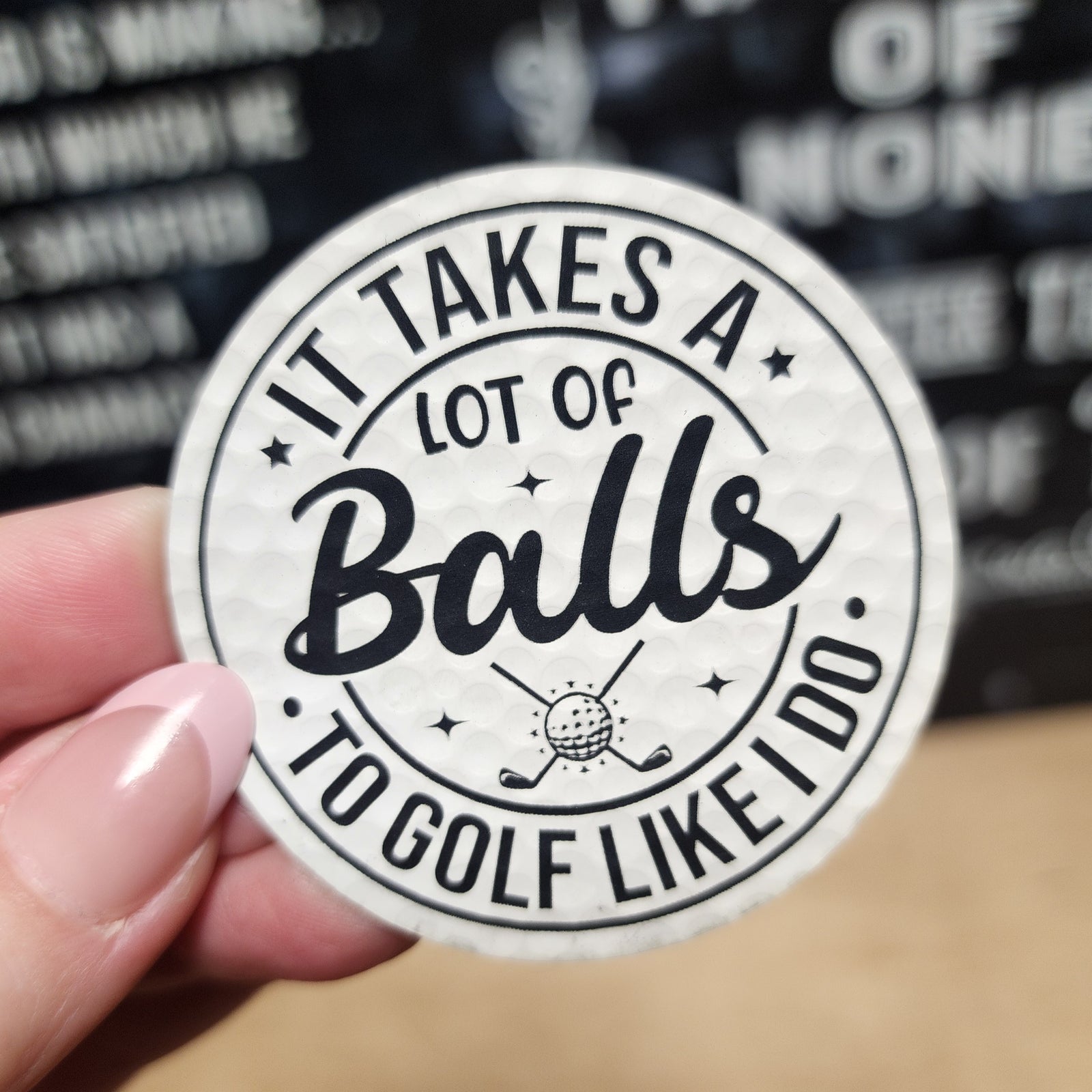 It Takes Balls Golf Engraved Leatherette Hat Patch - MR01