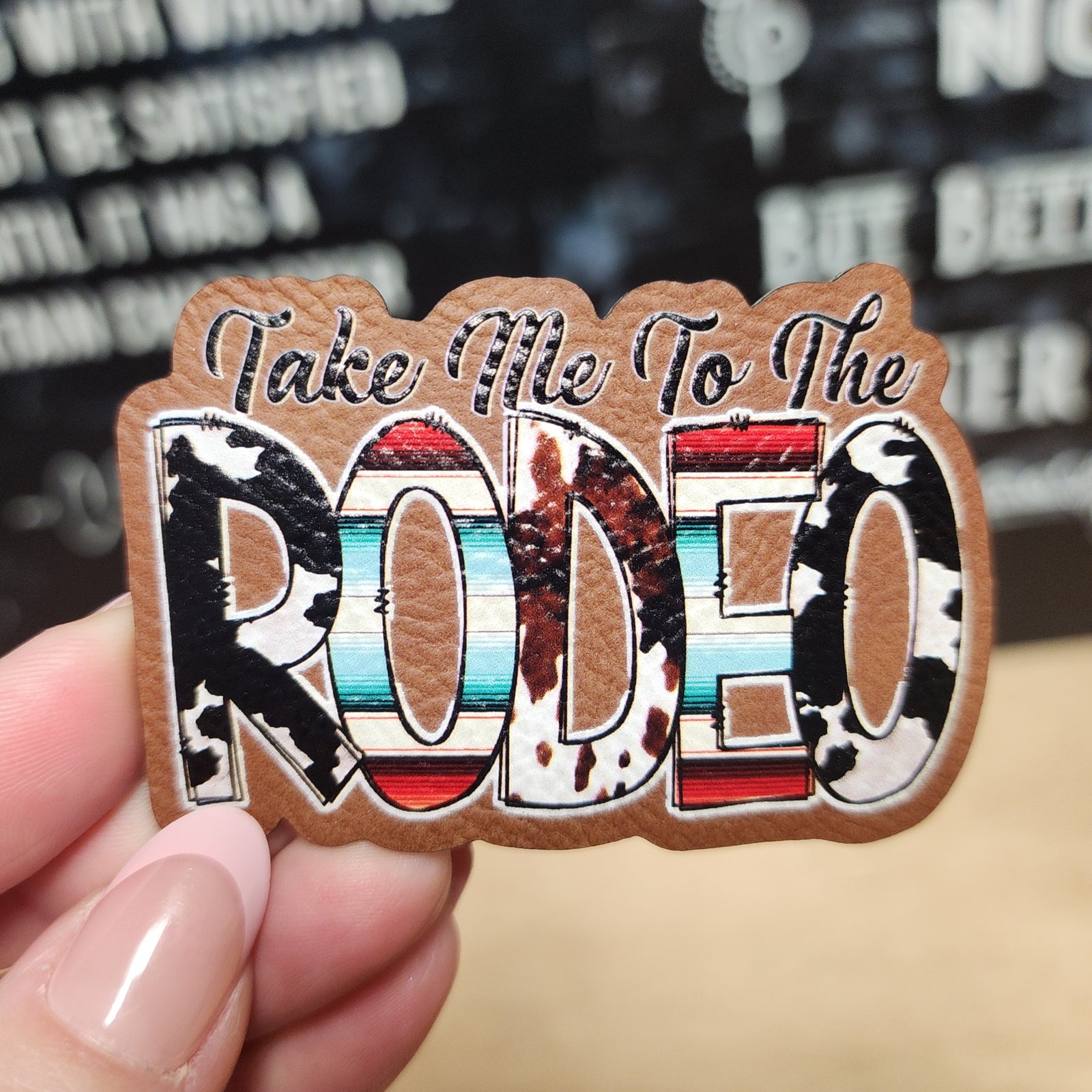 Rodeo Adventure Awaits UV Printed Leatherette Hat Patch - MR01