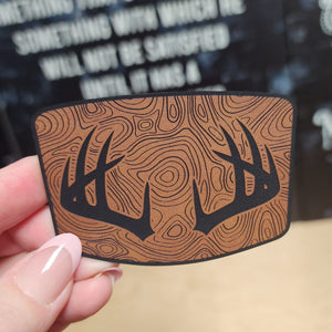 Nature's Terrain with Antlers Engraved Leatherette Hat Patch - MR01