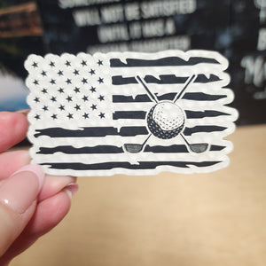 Patriotic Golf Flag Engraved Leatherette Hat Patch - MR01