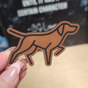 Pointer Running Dog Silhouette Engraved Leatherette Hat Patch - MR01