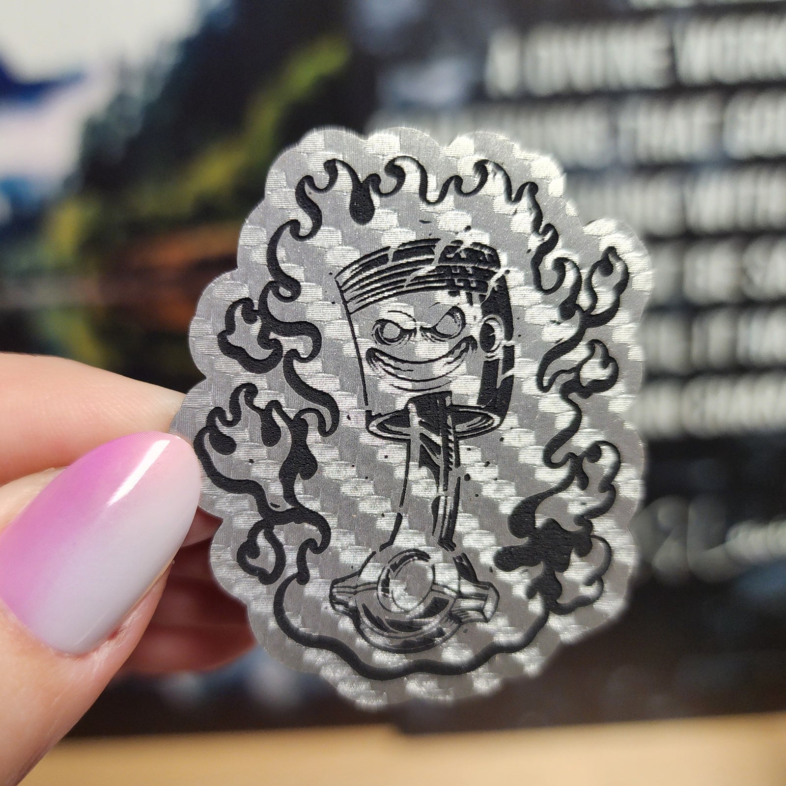 Piston Car Engraved Leatherette Hat Patch - MR01