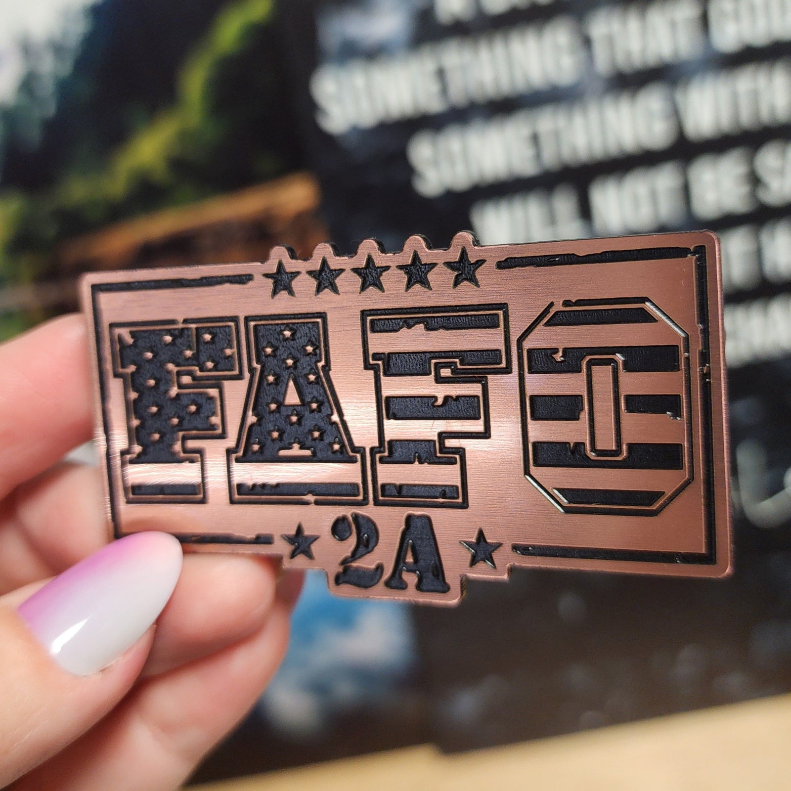 Patriotic Freedom FAFO Copper Engraved Acrylic Hat Patch - MR01