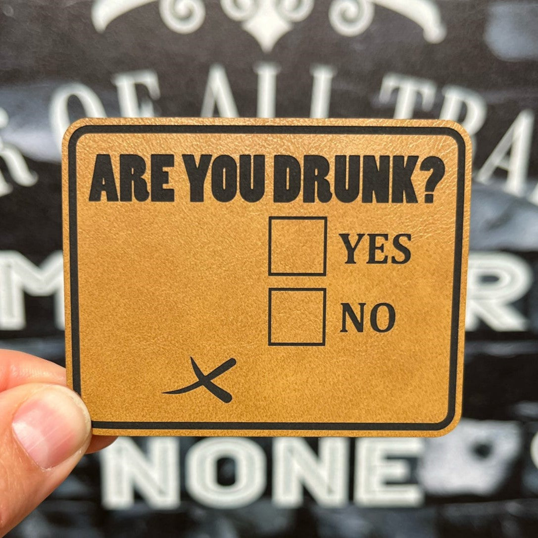 Alcohol Awareness Checkbox Engraved Leatherette Hat Patch - MR01