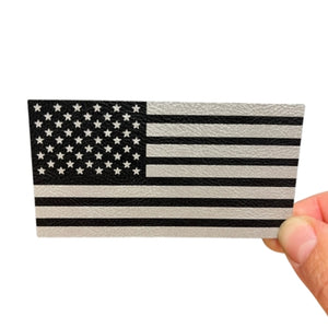American Flag Design Black and Silver Engraved Leatherette Hat Patch - MR01 (Copy)