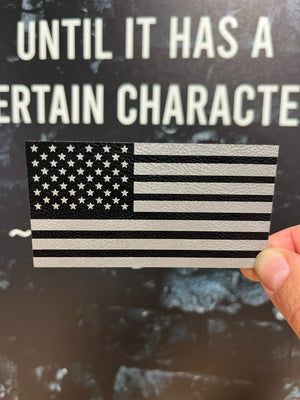 American Flag Design Black and Silver Engraved Leatherette Hat Patch - MR01 (Copy)