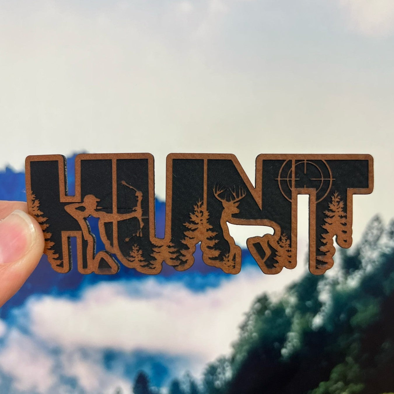 Rawhide Hunt Engraved Leatherette Hat Patch - MR01