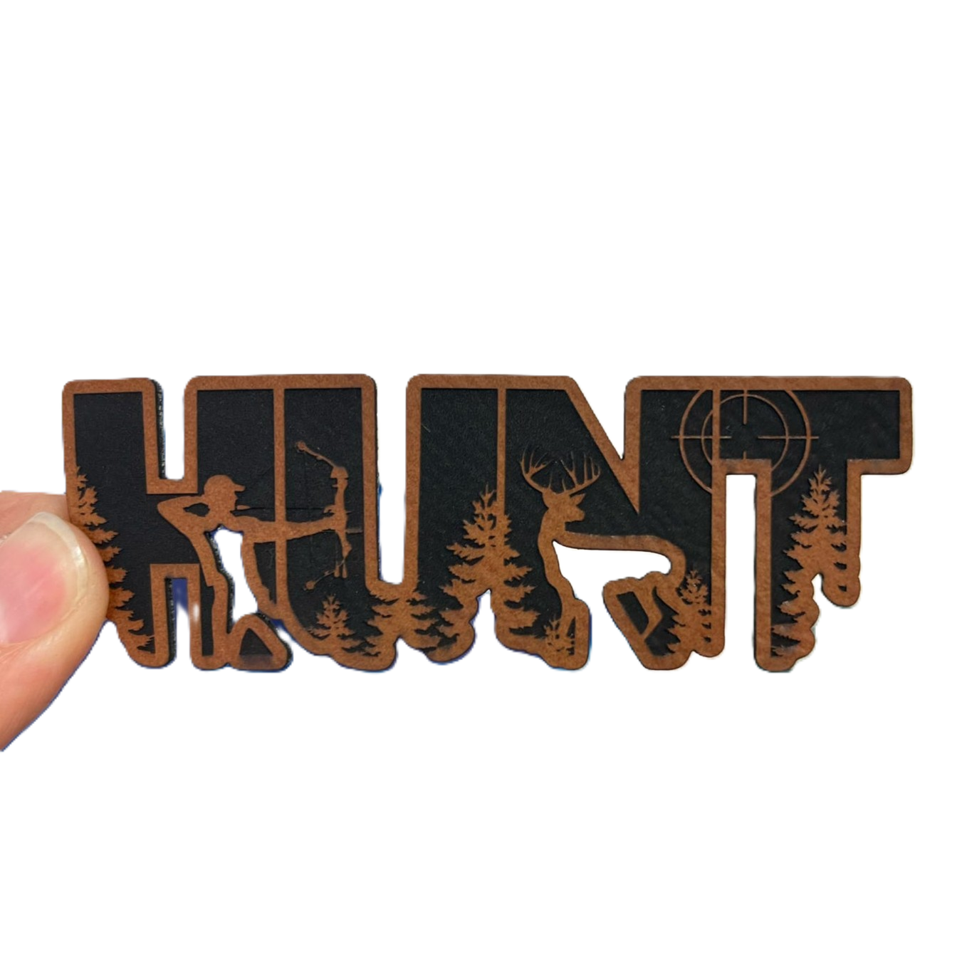 Rawhide Hunt Engraved Leatherette Hat Patch - MR01