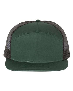 Bulk Richardson 168 7 Panel Branded Leather Patch Flat Bill Trucker Hats