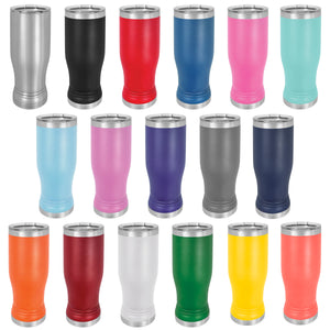 Custom Stainless Pilsner Tumbler 14oz, Happy Beer Mug Engraved Cup, Gift For Dad, Glass Craft Beer Lover Hops Beer Gift Cup Light Beer Logo