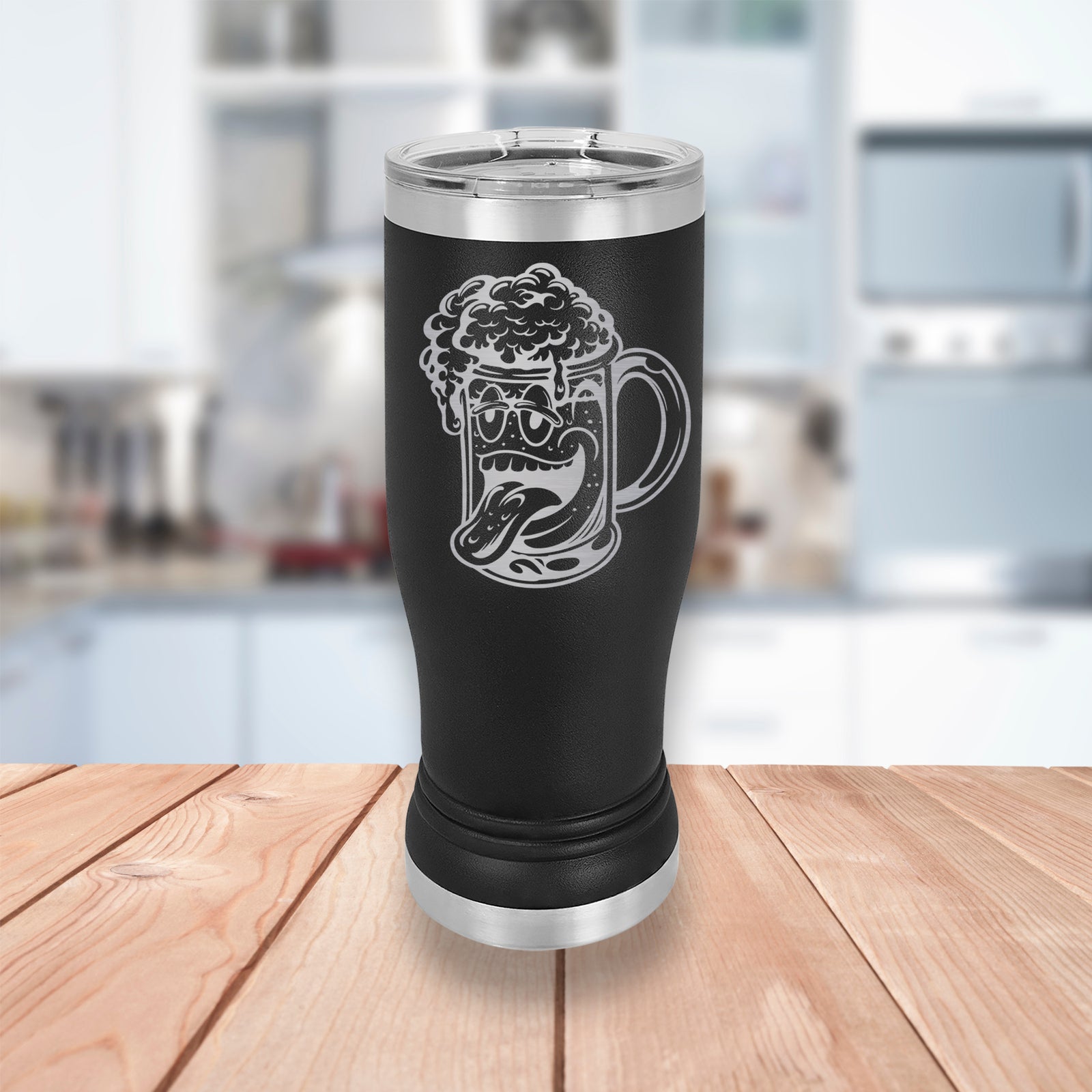 Custom Stainless Pilsner Tumbler 14oz, Happy Beer Mug Engraved Cup, Gift For Dad, Glass Craft Beer Lover Hops Beer Gift Cup Light Beer Logo