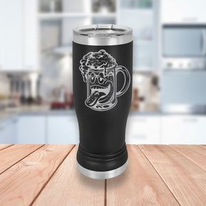 Custom Stainless Pilsner Tumbler 14oz, Happy Beer Mug Engraved Cup, Gift For Dad, Glass Craft Beer Lover Hops Beer Gift Cup Light Beer Logo
