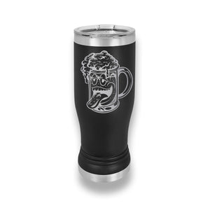 Custom Stainless Pilsner Tumbler 14oz, Happy Beer Mug Engraved Cup, Gift For Dad, Glass Craft Beer Lover Hops Beer Gift Cup Light Beer Logo