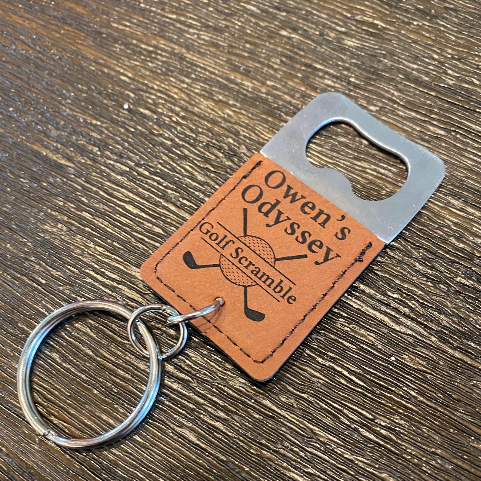 Custom Branded Engraved Leather Keychain Bottle Openers