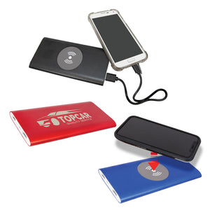 Anodized Aluminum Wrapped 8000 mAh Power Bank -Wireless Charging - Laser Engraved - Multiple Colors Available