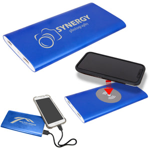 Anodized Aluminum Wrapped 8000 mAh Power Bank -Wireless Charging - Laser Engraved - Multiple Colors Available