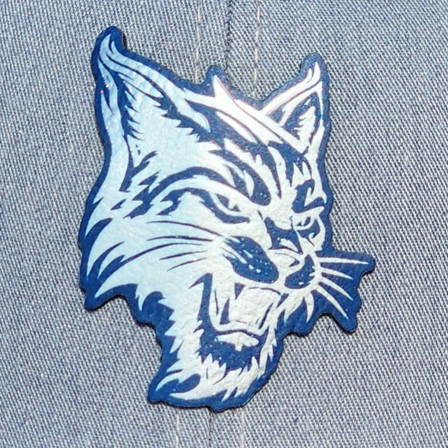 Wildcat leatherette hat patch, fierce and stylish accessory for hats, perfect for sports fans and casual wear.