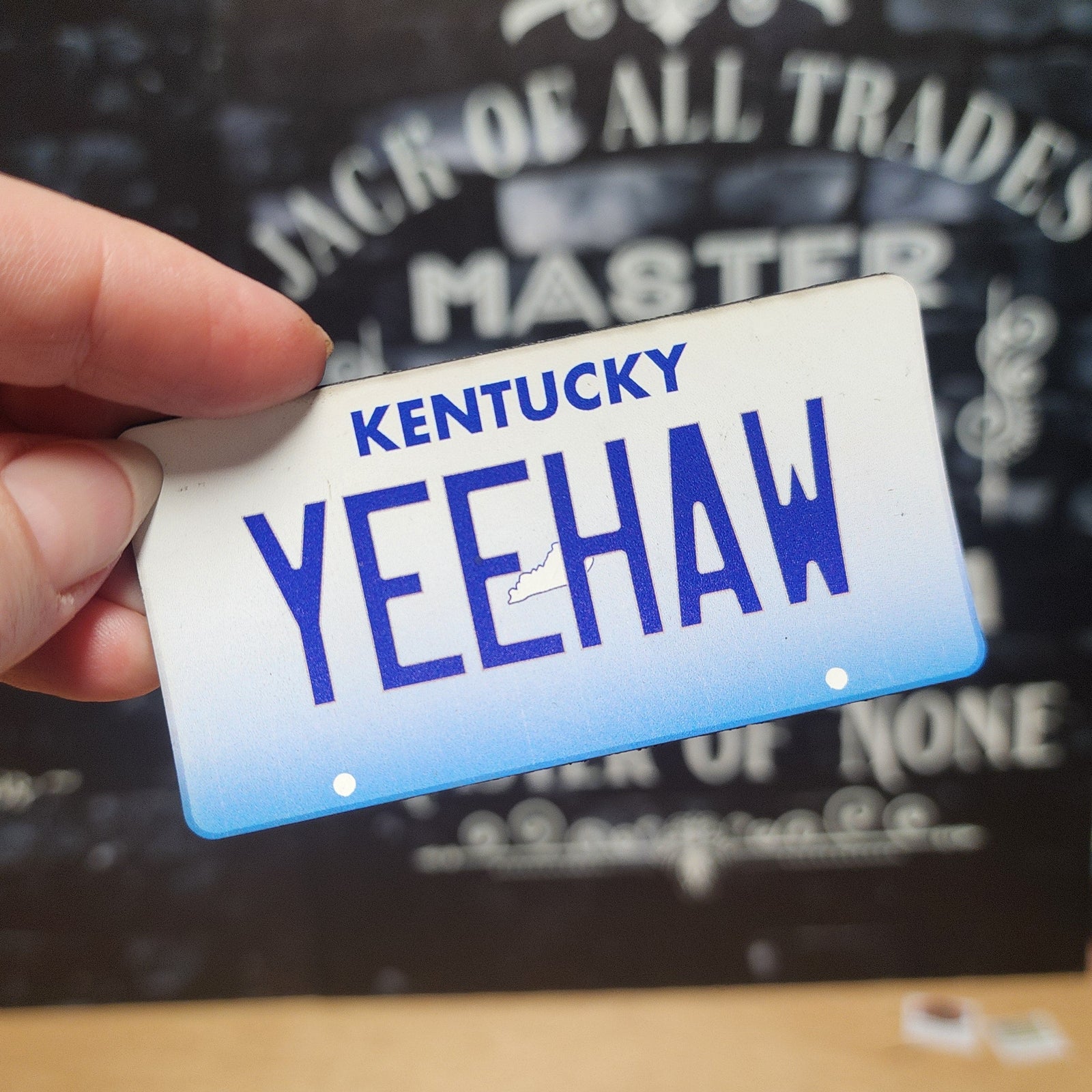 Kentucky Yeehaw leatherette hat patch, perfect for country-themed hats and Western-inspired apparel.