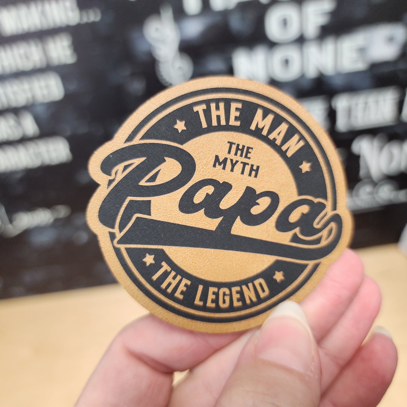 Papa leatherette hat patch for the man, the myth, the legend; perfect gift for Father's Day or grandpa.