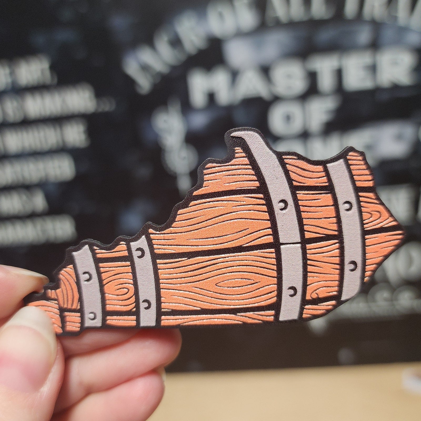 Kentucky barrel shaped leatherette hat patch, perfect for bourbon enthusiasts and proud Southerners.