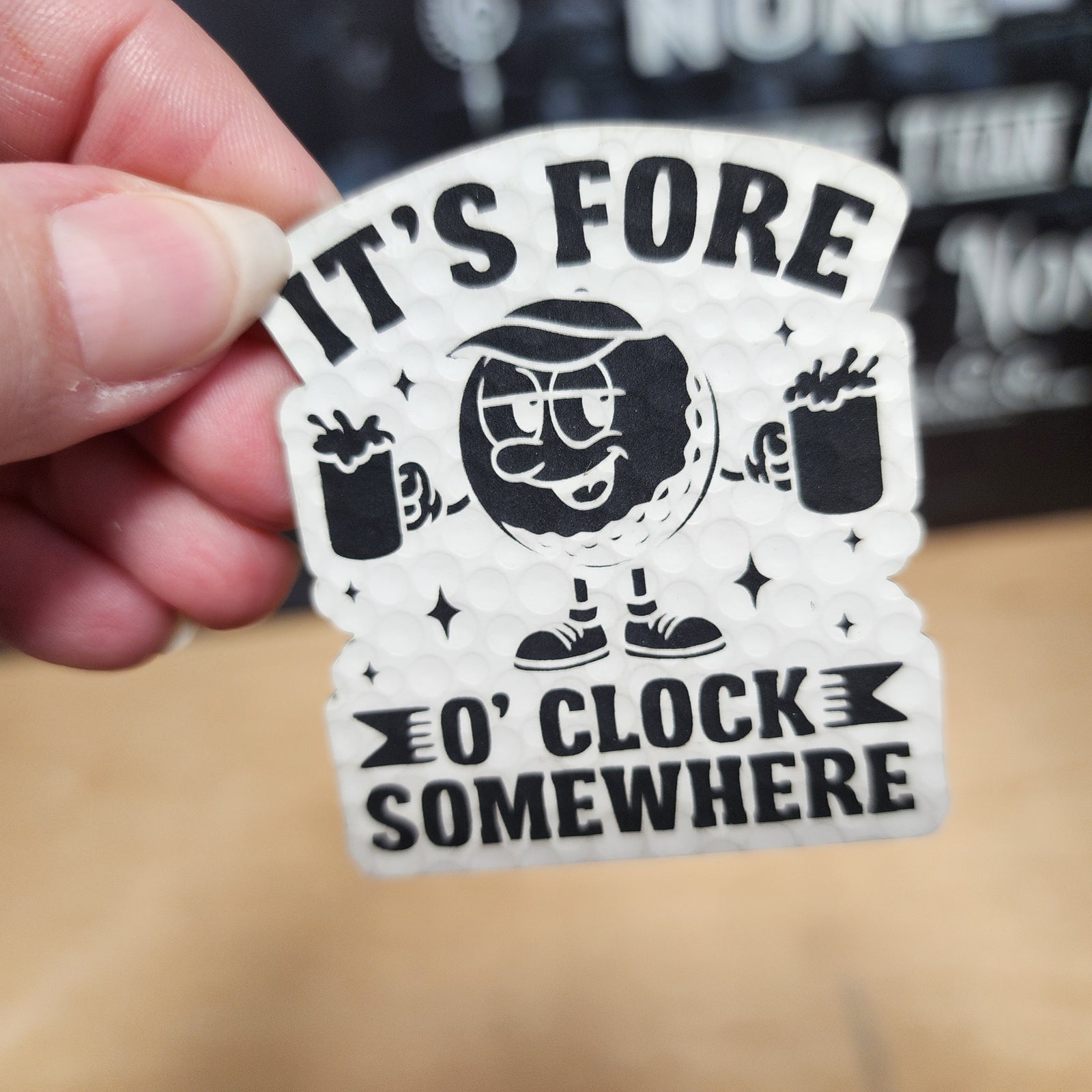 It's Fore O'Clock Somewhere leatherette hat patch, fun golf themed accessory for golfers, unique gift idea.