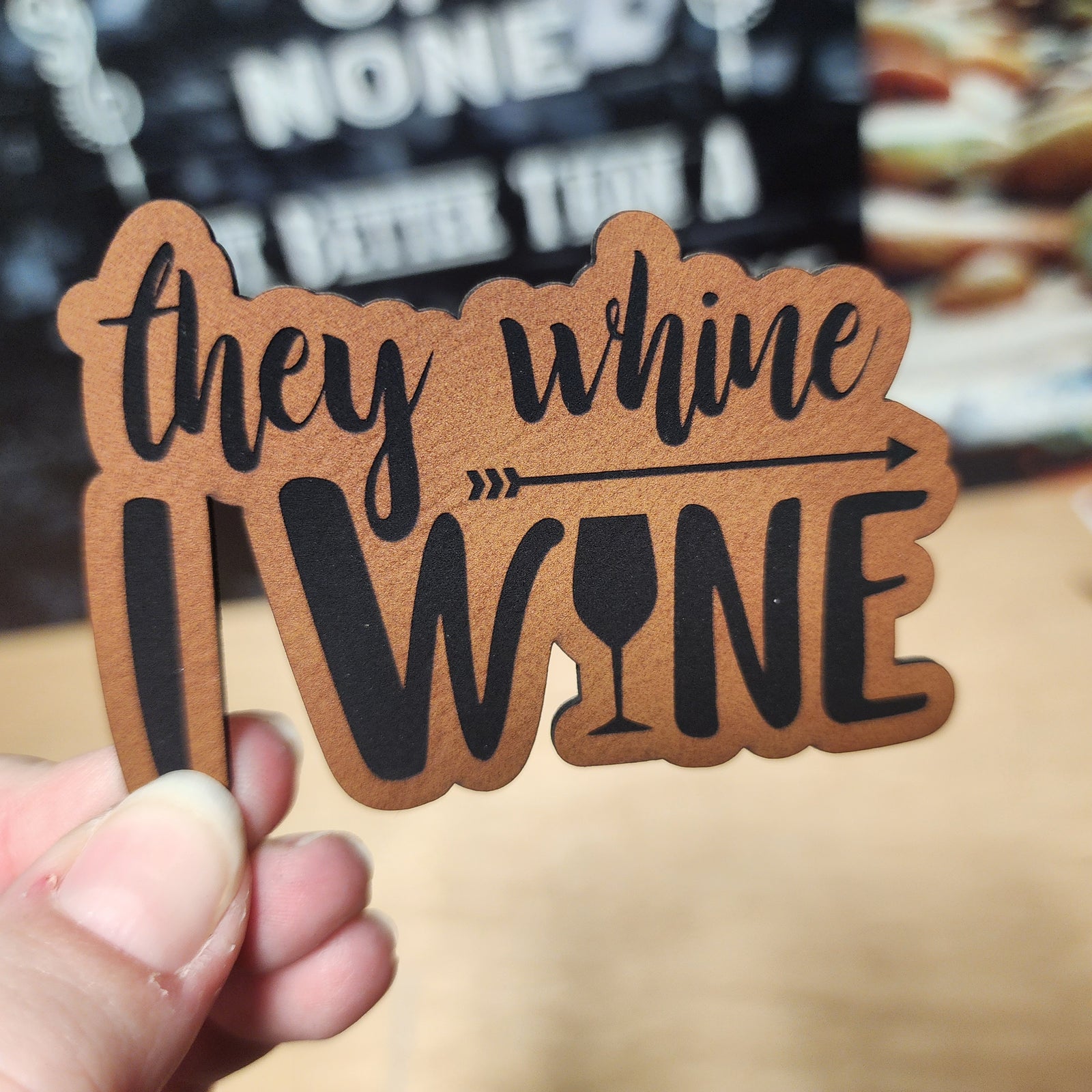 Funny wine lover leatherette hat patch, perfect for wine enthusiasts and gifts for wine lovers.