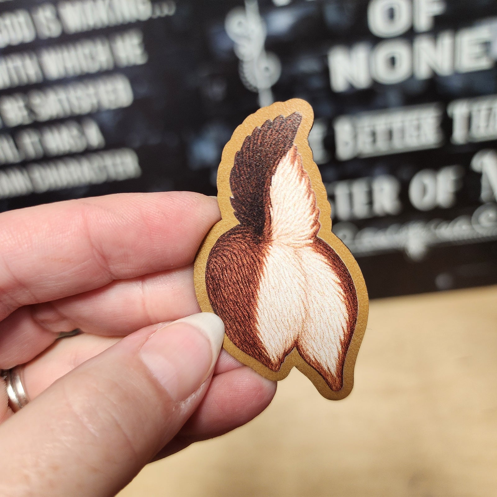 Cute leatherette animal tail patch for hats, perfect for pet lovers and unique accessories.