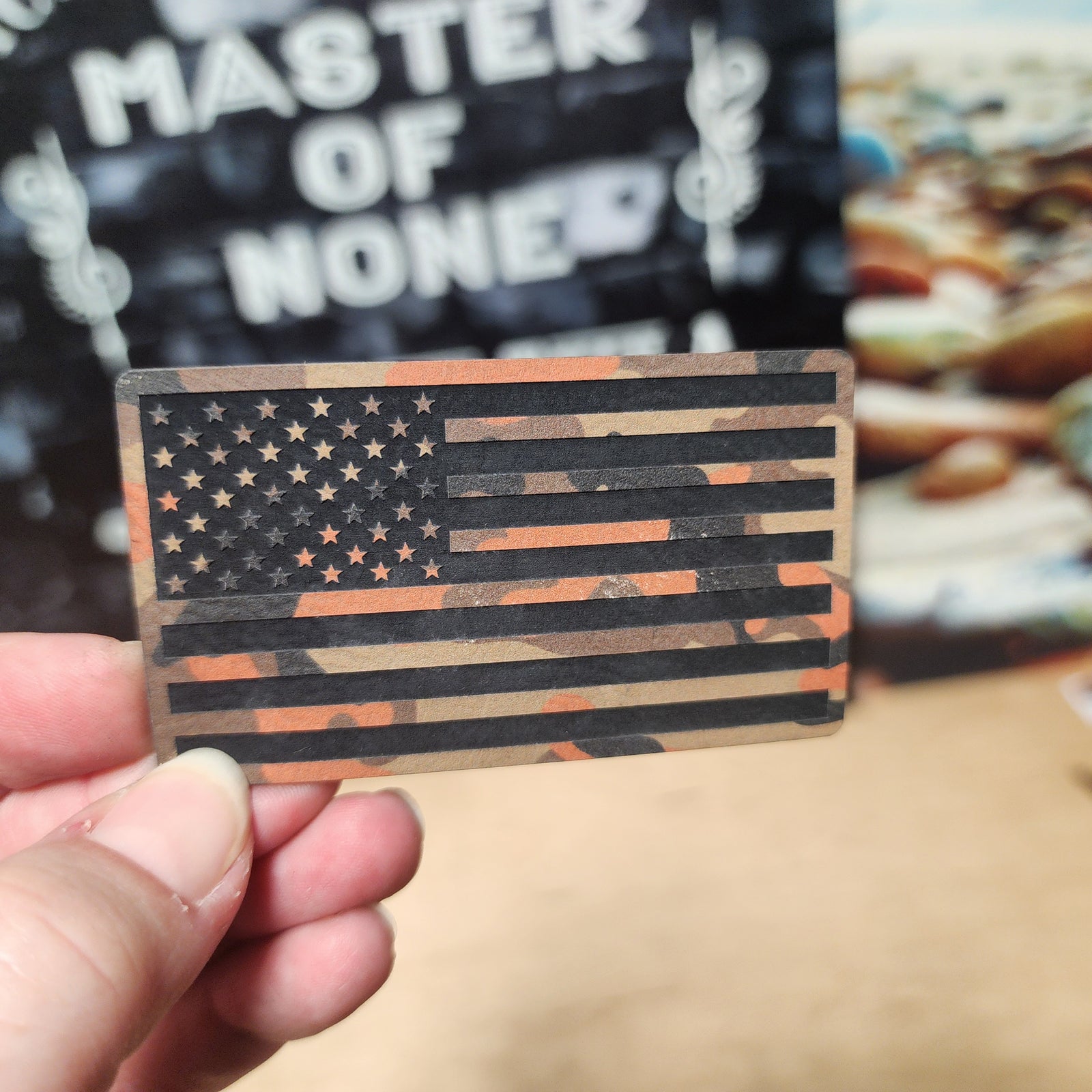 Camo American Flag Leatherette Hat Patch for Outdoors Enthusiasts and Veterans