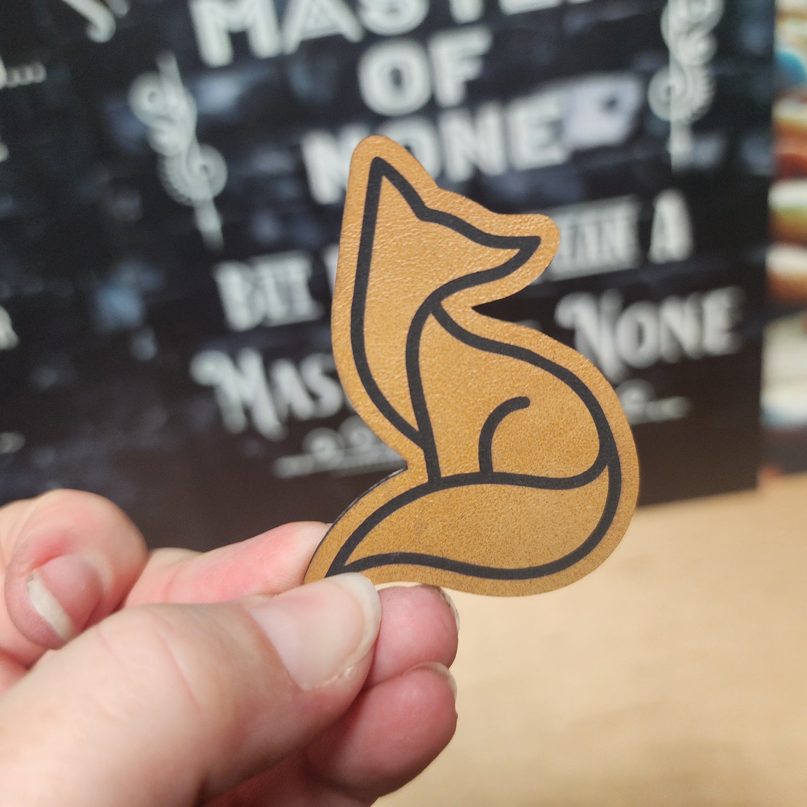 Stylish leatherette fox hat patch perfect for trendy apparel and outdoor enthusiasts.