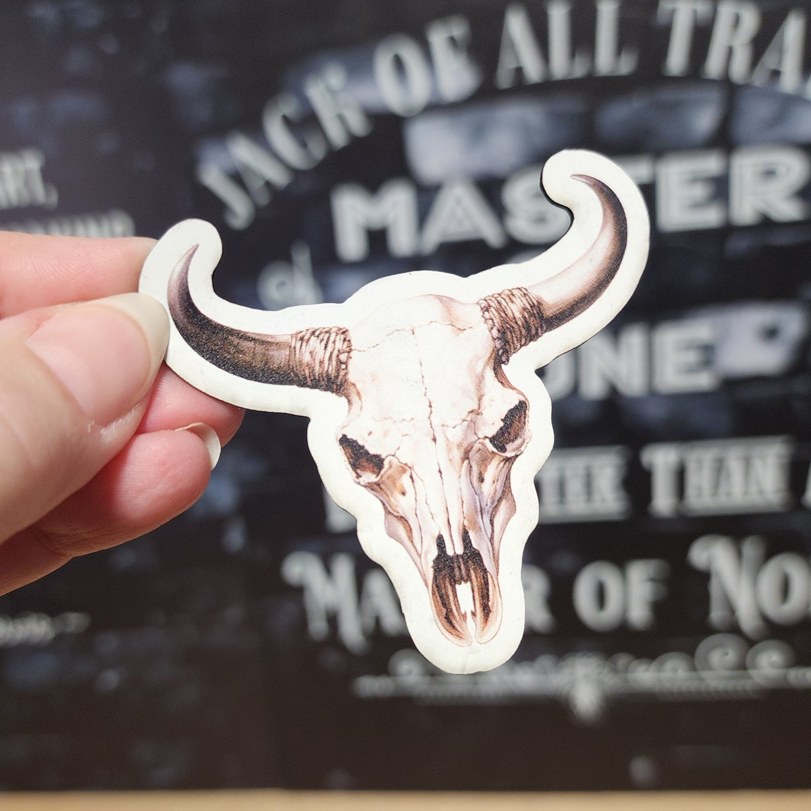 Cow skull leatherette hat patch, perfect for western wear enthusiasts and rustic style lovers.