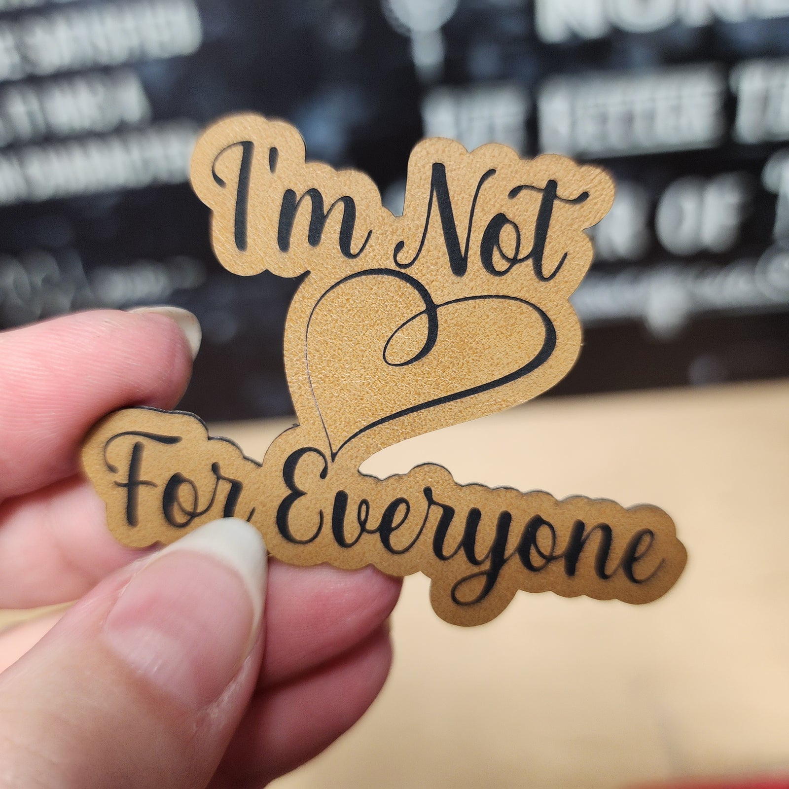 Leatherette hat patch: I'm Not For Everyone statement patch, perfect for custom hats and unique accessories.