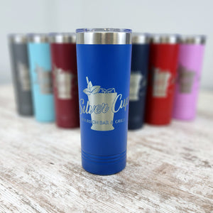 blue  skinny tumbler 22oz