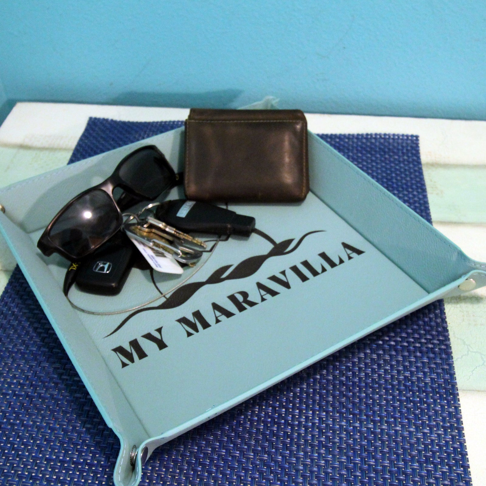 Leather Tray - Customized with your Logo - Great for AirBnB STR VRBO - Entry Catch-All Tray