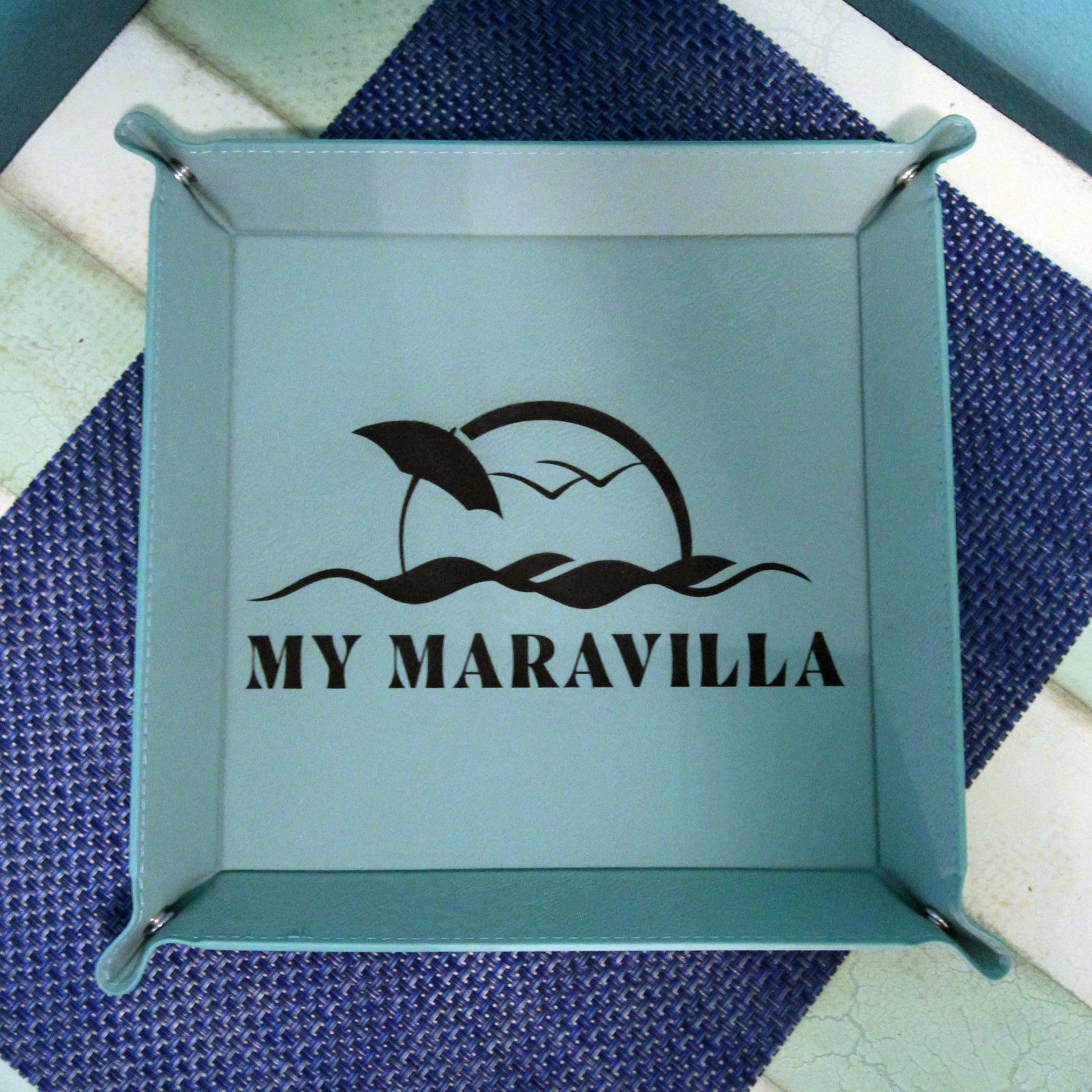 Leather Tray - Customized with your Logo - Great for AirBnB STR VRBO - Entry Catch-All Tray