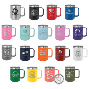 Custom Branded Stainless Coffee Mug With Handle 15oz - Knot Creatives