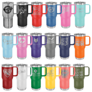 Logo Engraved Large Stainless Coffee Mug With Handle 20oz - Knot Creatives