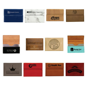 Custom Branded Leather Business Card Holder - New Job Gift and Corporate Branding Bulk Discount - Knot Creatives