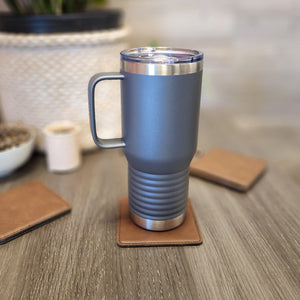 Logo Engraved Large Stainless Coffee Mug With Handle 20oz - Knot Creatives