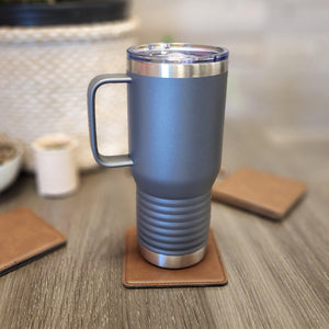 Logo Engraved Large Stainless Coffee Mug With Handle 20oz - Knot Creatives