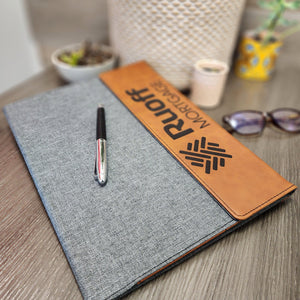 Custom Branded Leather Portfolio with Flap Closure and Lined Notepad - Knot Creatives