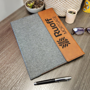 Custom Branded Leather Portfolio with Flap Closure and Lined Notepad - Knot Creatives
