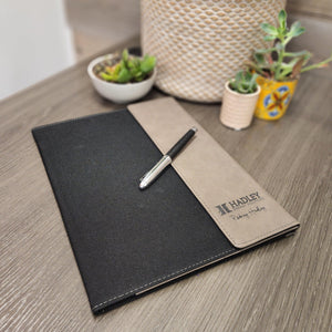 Custom Branded Leather Portfolio with Flap Closure and Lined Notepad - Knot Creatives
