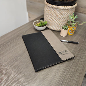Custom Branded Leather Portfolio with Flap Closure and Lined Notepad - Knot Creatives