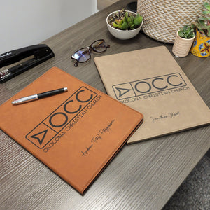 Leather Portfolio with Lined Notepad - Custom Engraved With Your Branding - Knot Creatives