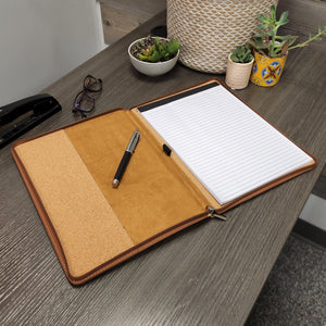 Custom Branded Leather Zippered Portfolio with Lined Notepad - Knot Creatives